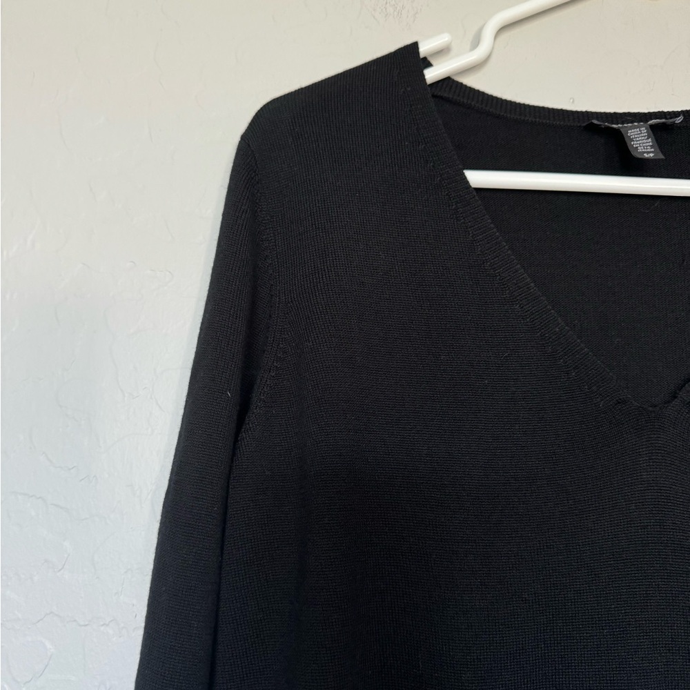 EILEEN FISHER V-Neck Wool Tunic Dress in black size small - Picture 4 of 11